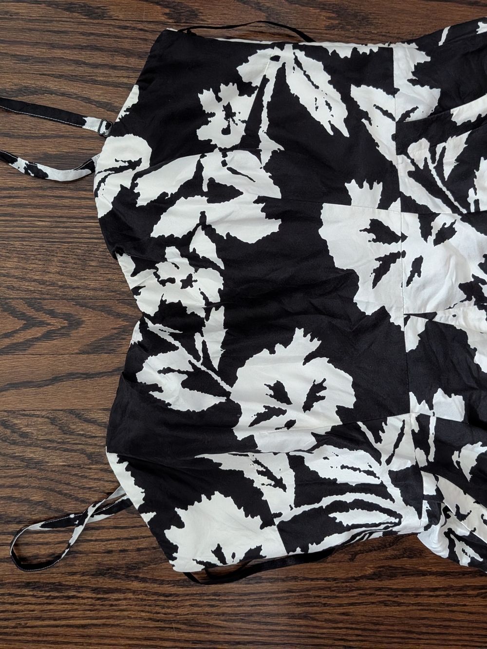 Black & White Floral Cami Top - Women's Strappy Tank